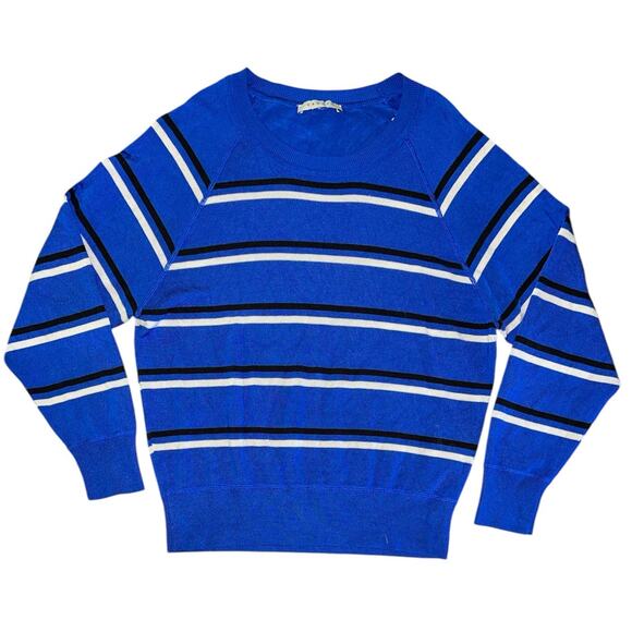 Sandro Paris Raglan Sleeve Striped Cobalt Knit Top Small - Picture 1 of 10